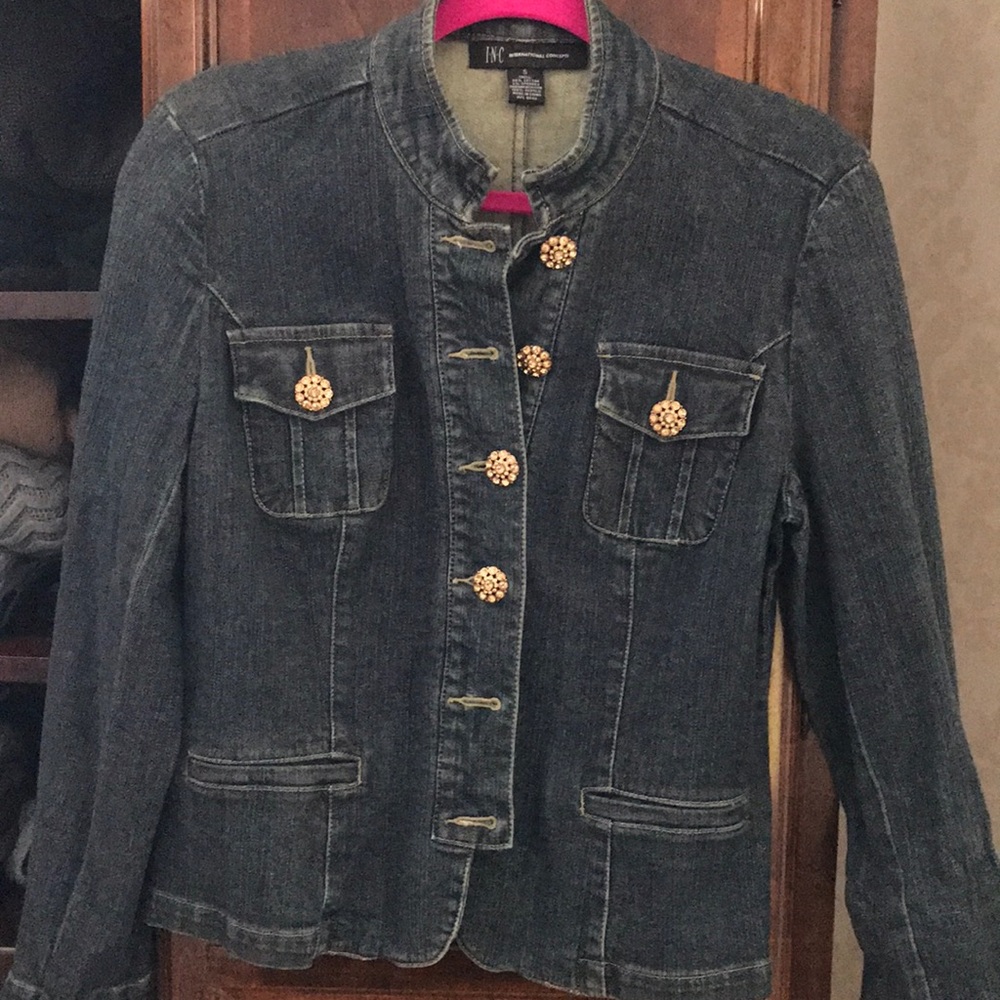 Women’s inc Denim Jacket with gem Buttons